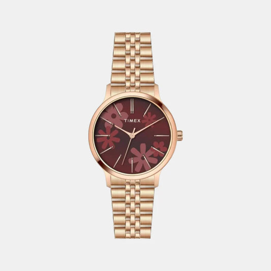 Timex TWTL12314 Maroon Dial Analog Watch for Women – Floret Collection