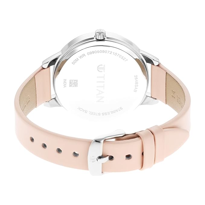 Back View Of Titan NS2648sl03 Women's Precision Simplicity Silver Gradient Dial with Metal Strap