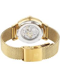 Back View Of Titan NS90159ym01 Mechanical Slimline Green Dial Stainless Steel Strap Watch for Men
