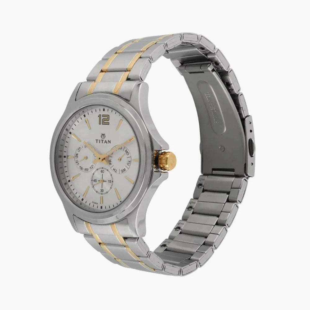 Titan NT1698BM01 Workwear Silver Dial Quartz Multifunction Stainless Steel Strap watch for Men