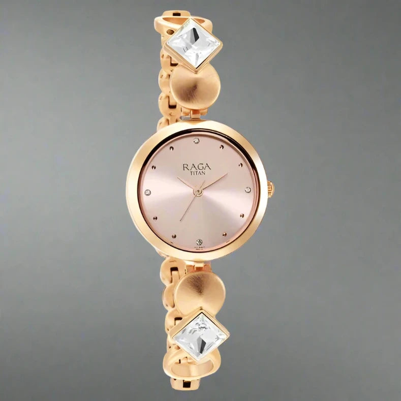 Titan Raga Love All Pink Dial Analog Metal Strap Watch for Women NS2606WM10 - A perfect blend of grace and femininity.