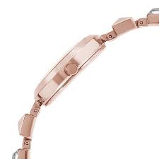 Side View Of Titan Raga Viva Rose Gold Dial Analog Metal Strap Watch for Women NS2606WM01 - Elegant design with baguette crystal detailing.