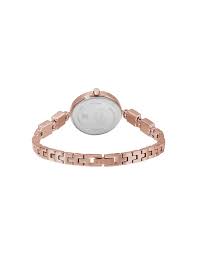 Back View Of Titan Raga Viva Rose Gold Dial Analog Metal Strap Watch for Women NS2606WM01 - Elegant design with baguette crystal detailing.