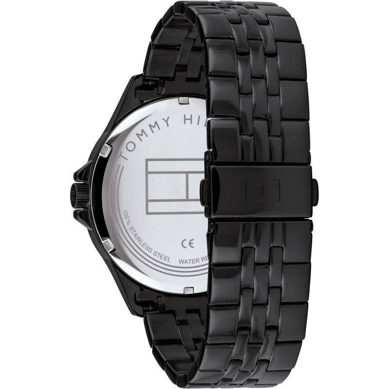 Back View Of Tommy Hilfiger 1791611 Men's Watch with Black Dial, Stainless Steel Case, and Chronograph Functionality