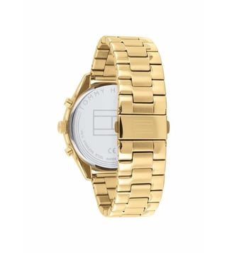 Back View Of Tommy Hilfiger 1791726 Men's Chronograph Watch with Gold Stainless Steel Strap and Silver Dial