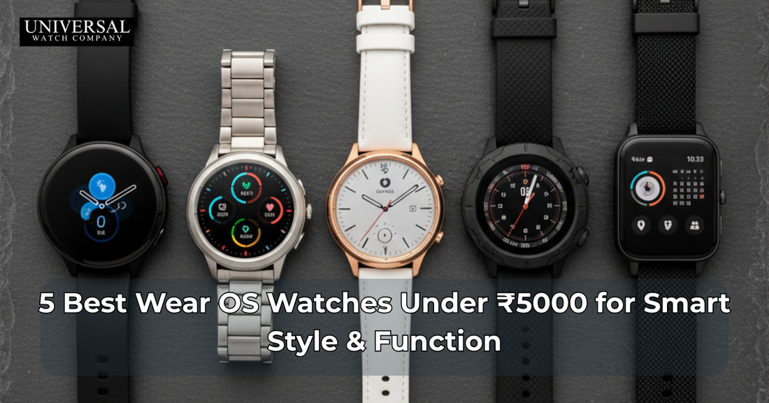 Affordable Wear OS smartwatch under 5000 with sleek design and fitness tracking