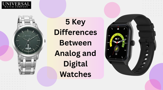 Analog and digital watches side by side on a table