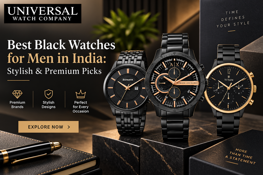 best four-black watches for men in india put on black marbles