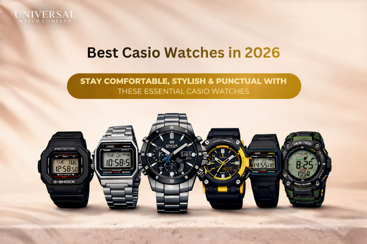 Best Casio watches in 2026 collection featuring G-Shock, digital and analog styles for daily wear, stylish and durable wristwatches on a premium background.