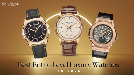 Best entry-level luxury watches 2025 featuring Vacheron Constantin, Patek Philippe, and Hublot models – perfect for starting a luxury watch collection.