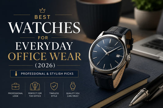 a professional shot of a business watch displaye elegantly on a corporate table