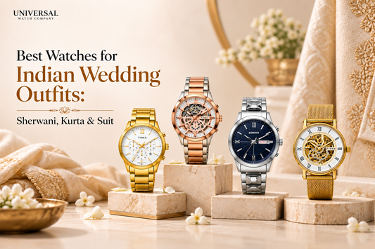four watches shown on the shiny marble with minimal design