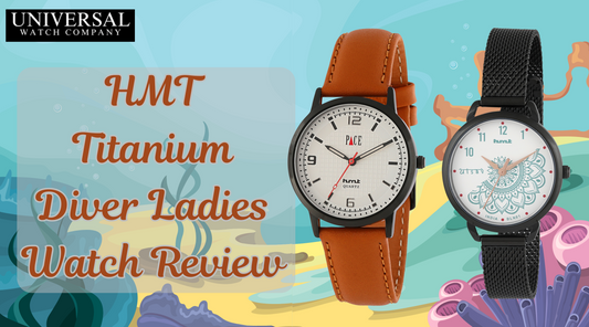 HMT Titanium Diver Ladies Watch on a woman’s wrist.