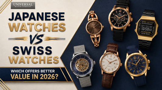 Japanese Watches vs Swiss Watches comparison showing luxury Swiss and Japanese timepieces