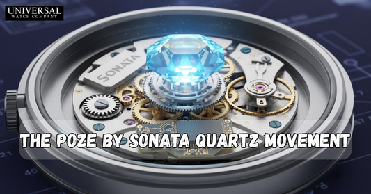 A sleek Poze by Sonata quartz wristwatch with a polished dial and durable strap, showcasing precision, style, and Titan quartz technology.