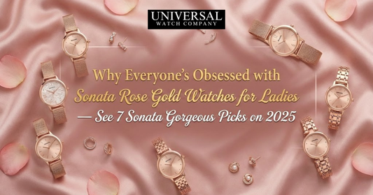 Sonata rose gold watches for ladies displayed in a stylish layout with mesh and bracelet straps – 2025 collection