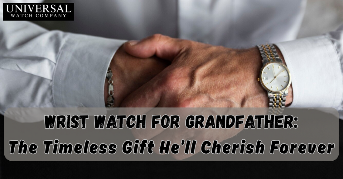 Elegant wrist watch for grandfather with a leather strap and large dial