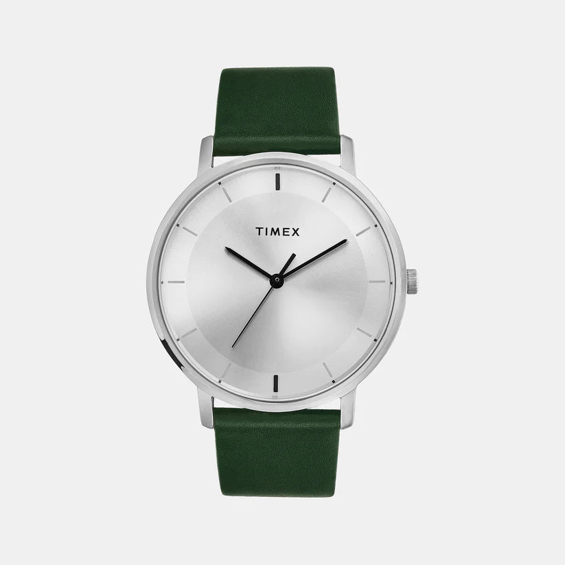 Timex Men Silver Round Analog Brass Dial Watch- TW0TG8013