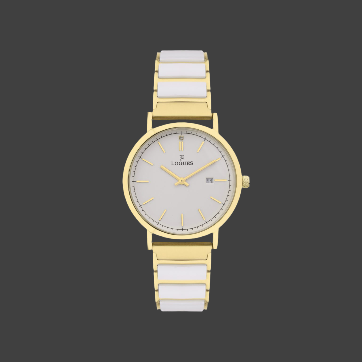 Logues G 1969 YAC White And Gold Combination Watch For Women