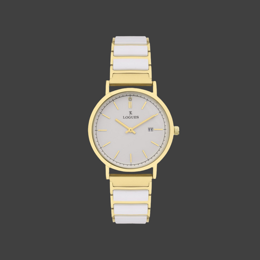 Logues G 1969 YAC White And Gold Combination Watch For Women