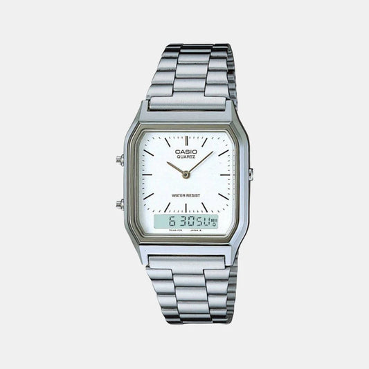Vintage Unisex Quartz White Dial Analog Stainless Steel Watch AD03