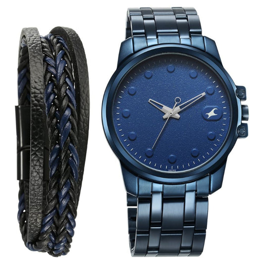 Fastrack 3314QM01F men's analog watch with a sleek black dial, silver-tone stainless steel case, and a stylish silver mesh strap. A modern and sophisticated timepiece for everyday wear.