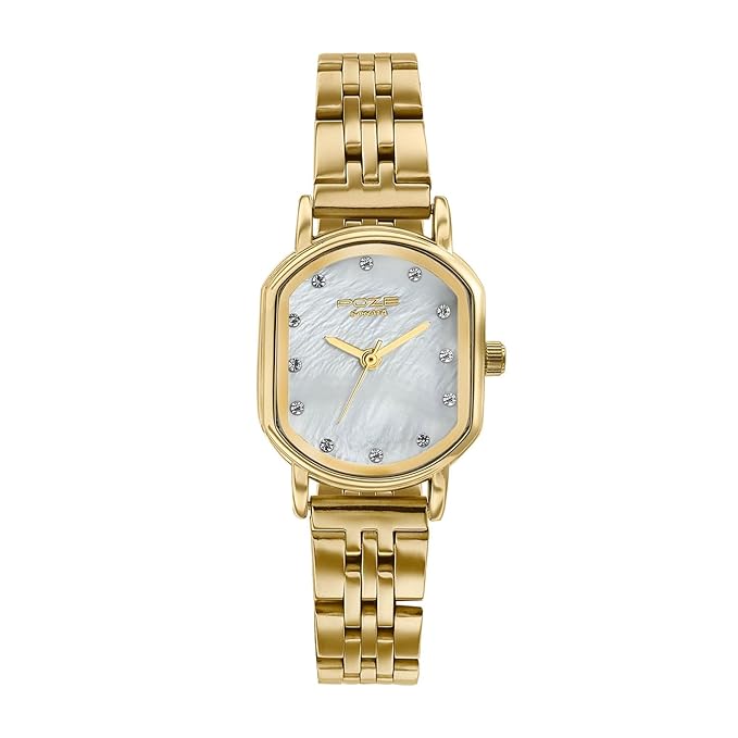 SP80161YM01W Poze By Sonata Quartz Analog White Mother of Pearl Dial Golden Stainless Steel Strap Watch For Women