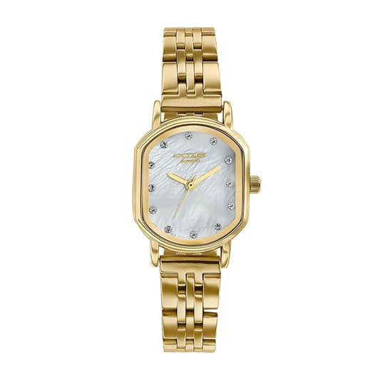 SP80161YM01W Poze By Sonata Quartz Analog White Mother of Pearl Dial Golden Stainless Steel Strap Watch For Women