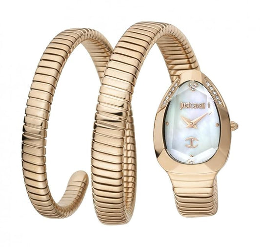 Just Cavalli Analogue Women Wrist Rose Gold Watches Stone Studded Silver Dial Bracelet Watch for Girls/Ladies - JC1L209M0055