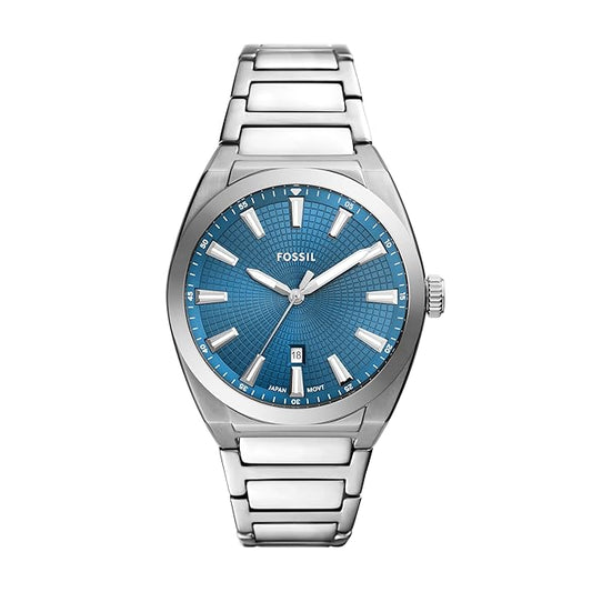 Fossil Everett Analogue Silver Quartz Stainless Steel Watch For Men FS6054