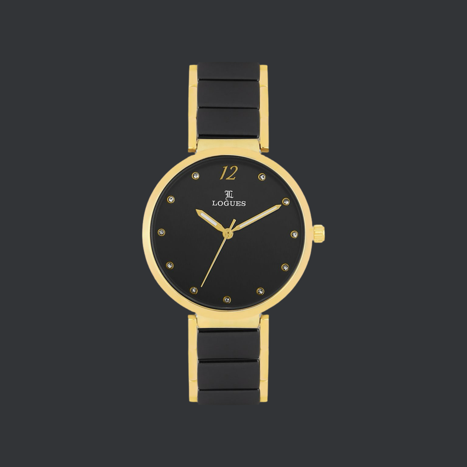 Logues L 6168 YNC Black and Gold Watch for Women