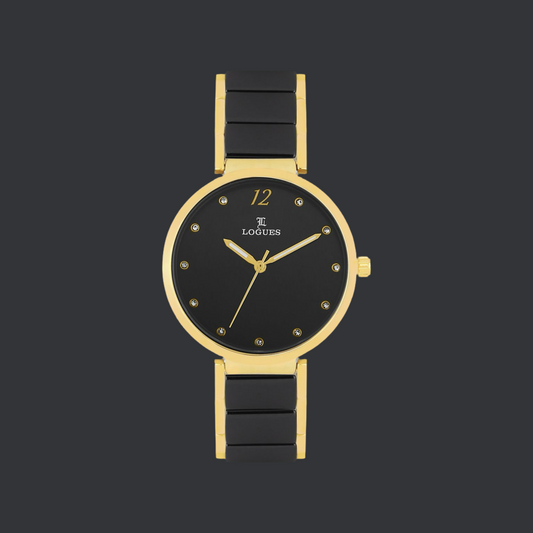 Logues L 6168 YNC Black and Gold Watch for Women