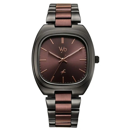 FV30004KM03W Vyb Aviator By Fastrack Quartz Analog Brown Dial Multicoloured Stainless Steel Strap Watch For Guys