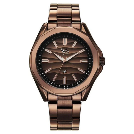 FV30038QM01W Vyb Drift By Fastrack Quartz Analog Brown Dial Brown Stainless Steel Strap Watch For Guys