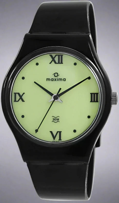 Maxima 02030PPGW analog men's watch with bold dial and durable black strap.
