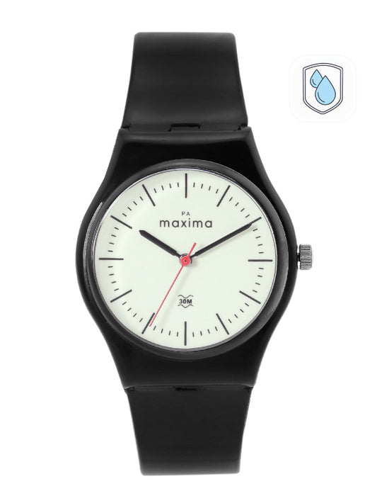 PA Maxima 03377PPGW analog wristwatch with water-resistant design and durable resin strap.