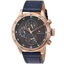 Tommy Hilfiger Quartz Multifunction Grey Dial Leather Strap Watch for Men TH1791808