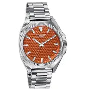 SP70091SM01W Poze By Sonata Quartz Analog Orange Dial Silver Metal Strap Watch For Men