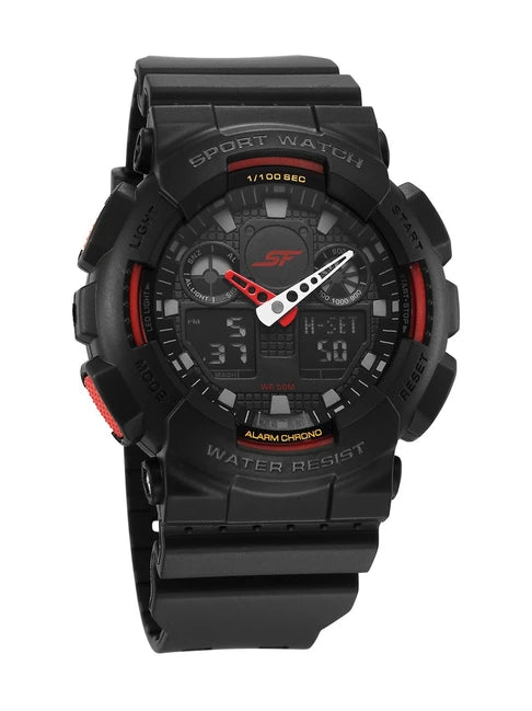 SONATA 87058PP02  SF Vigour Quartz Digital Analog Digital Black Dial.