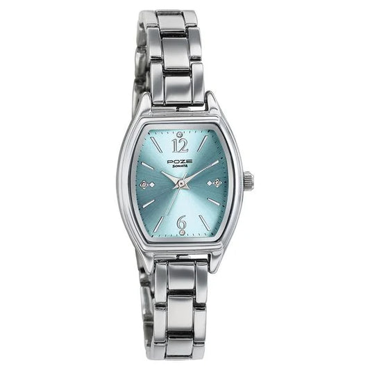 Poze By Sonata Quartz Analog Blue Dial Silver Metal Strap Watch For Women sp80166sm01w