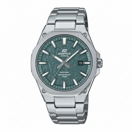 Casio Edifice EFR-S108DE-3AV Analog Men’s Watch with Green Textured Dial and Slim Stainless Steel Design