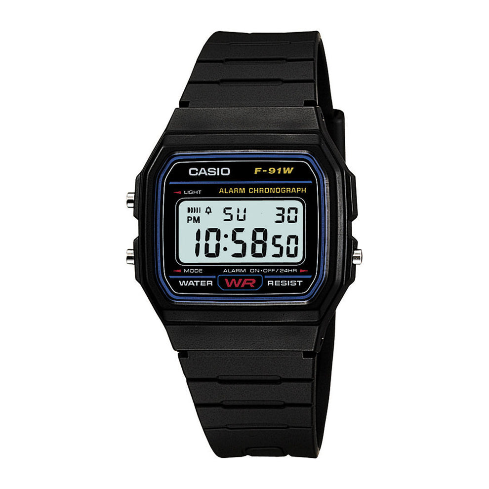 Casio F-91W-3 Digital Resin Watch with LED Light and Stopwatch – Classic Retro Model