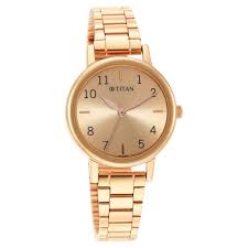 Titan Karishma Rose Gold Dial Analog Stainless Steel Strap Watch for Women NT2678WM01