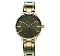 TITAN NT95248KM03 Titan TGIF Quartz Analog Green Dial Green Stainless Steel Strap Watch for Women