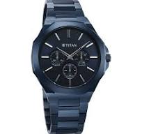 TITAN NT90198QM01 Titan Classic Slim Multifunction Quartz Multifunction Blue Dial Stainless Steel Strap Watch For Men