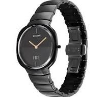 Titan Edge Squircle Quartz in Rich Black with Glossy Ceramic Unisex Watch