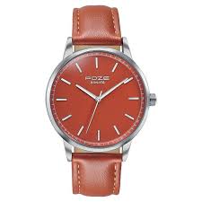 Sonata Poze 7 Analog Orange Dial Orange Leather Strap Watch for Men - SP70097SL01W