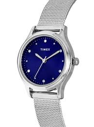 Timex Women Blue Brass Embellished Dial Analogue Watch TW0TL8707
