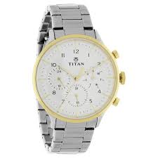 TITAN NT90102BM01 Titan White Dial Quartz Multifunction Stainless Steel Strap watch for Men