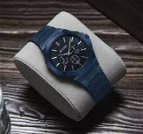 TITAN NT90198QM01 Titan Classic Slim Multifunction Quartz Multifunction Blue Dial Stainless Steel Strap Watch For Men